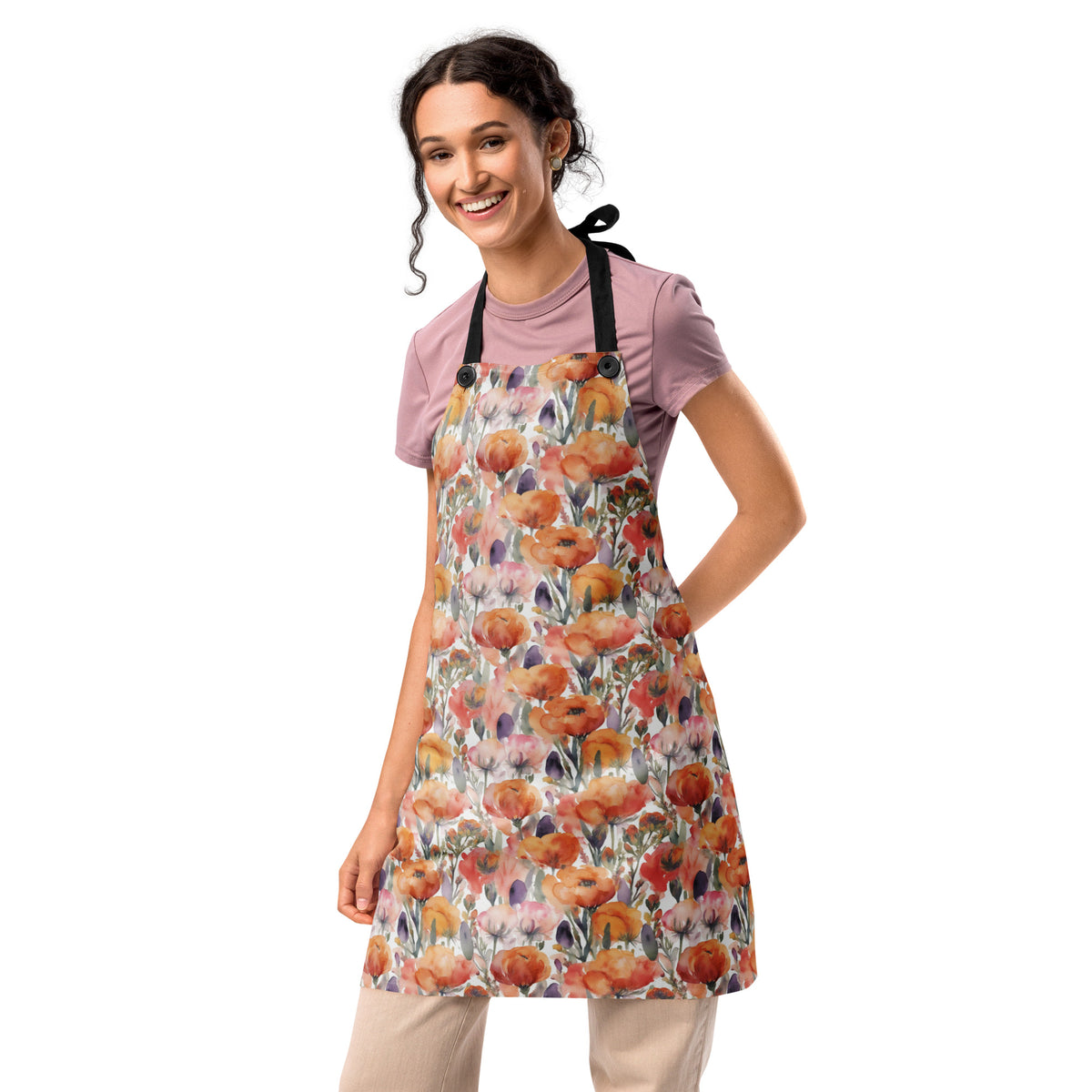 Marigold Bloom Apron - watercolour print