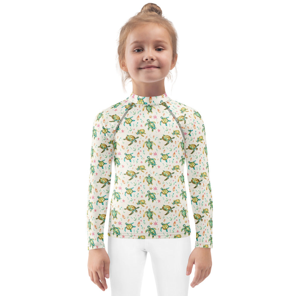 Turtles & Starfish Kids Rash Guard - watercolour print
