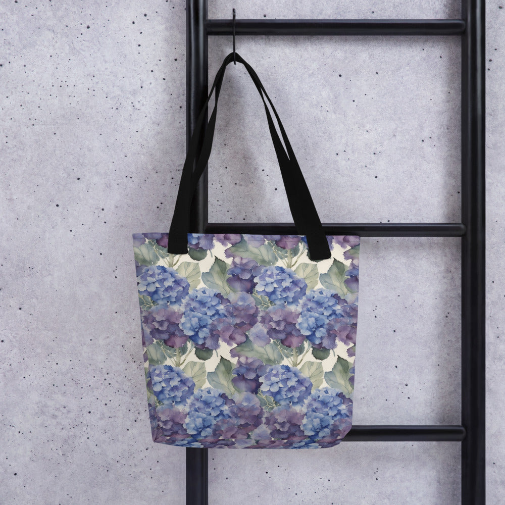 Hydrangea Haze Tote Bag - shown in a home setting