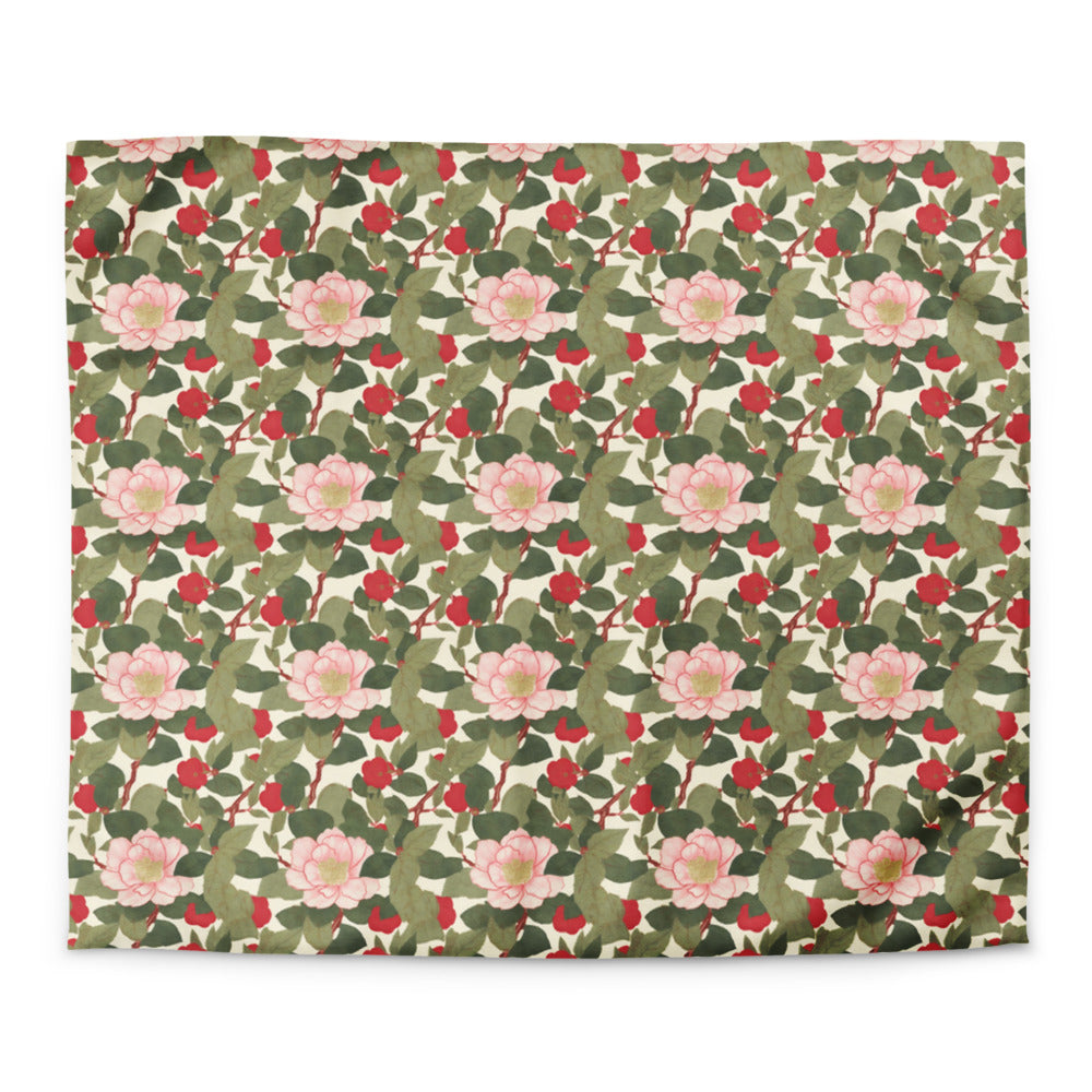 Red Camellia Duvet Cover - watercolour print