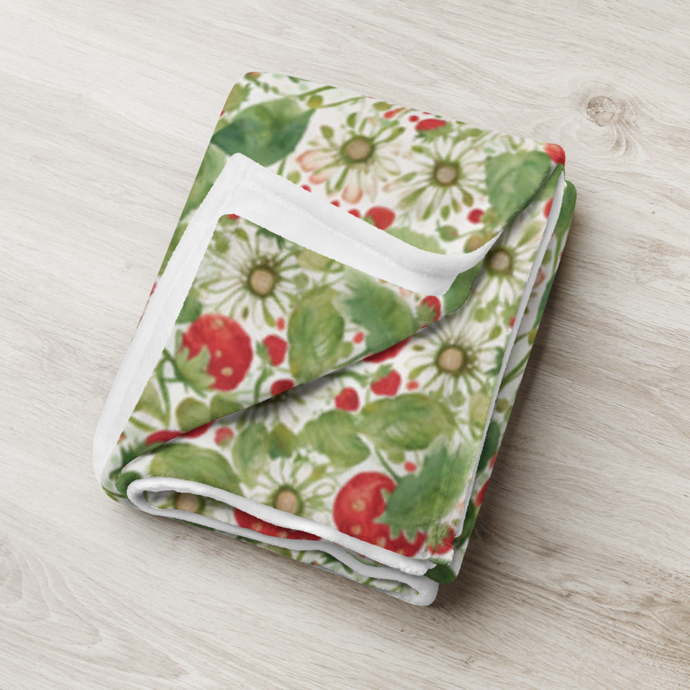 Strawberry & Daisy Throw - shown in a home setting