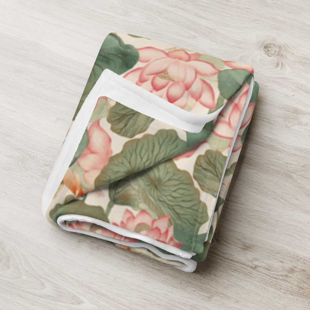 Koi & Lotus Throw - shown in a home setting
