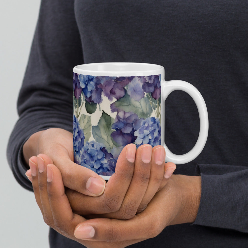 Hydrangea Haze Mug - shown in a home setting