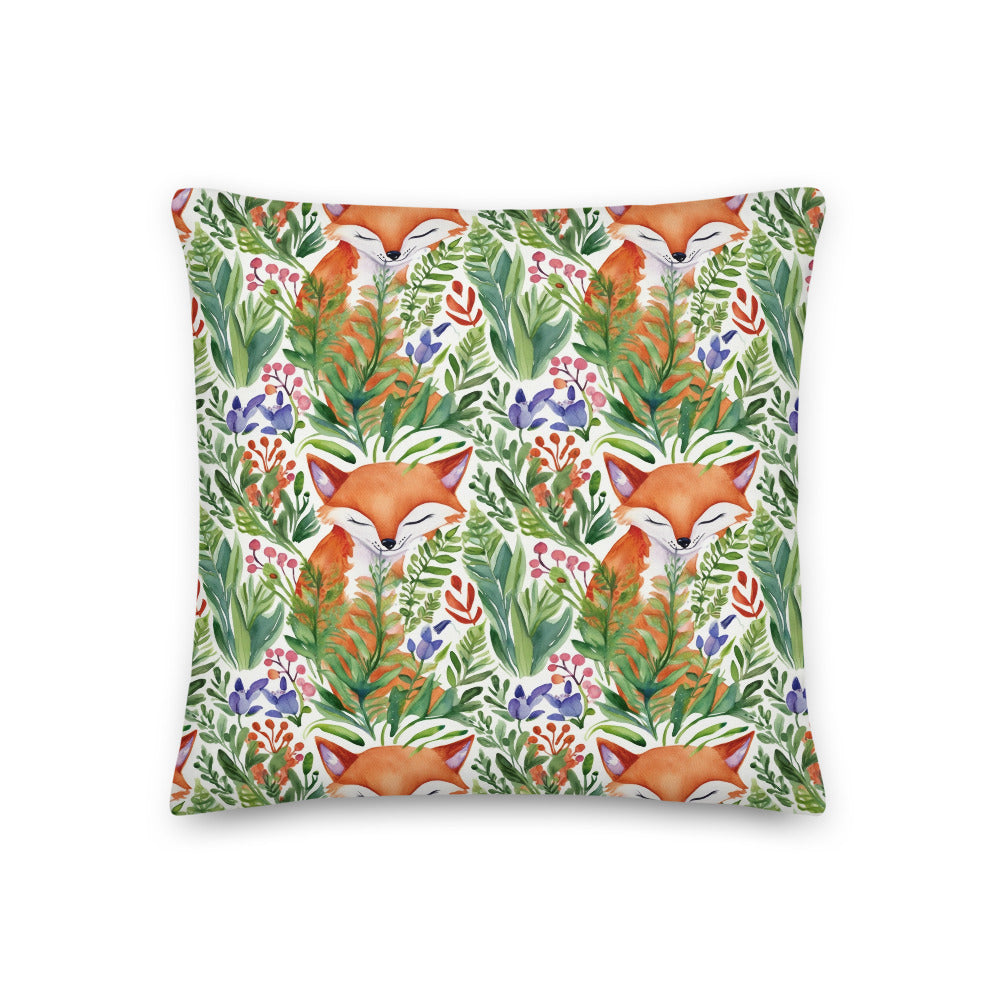 Fox in the Bluebells Cushion - watercolour print