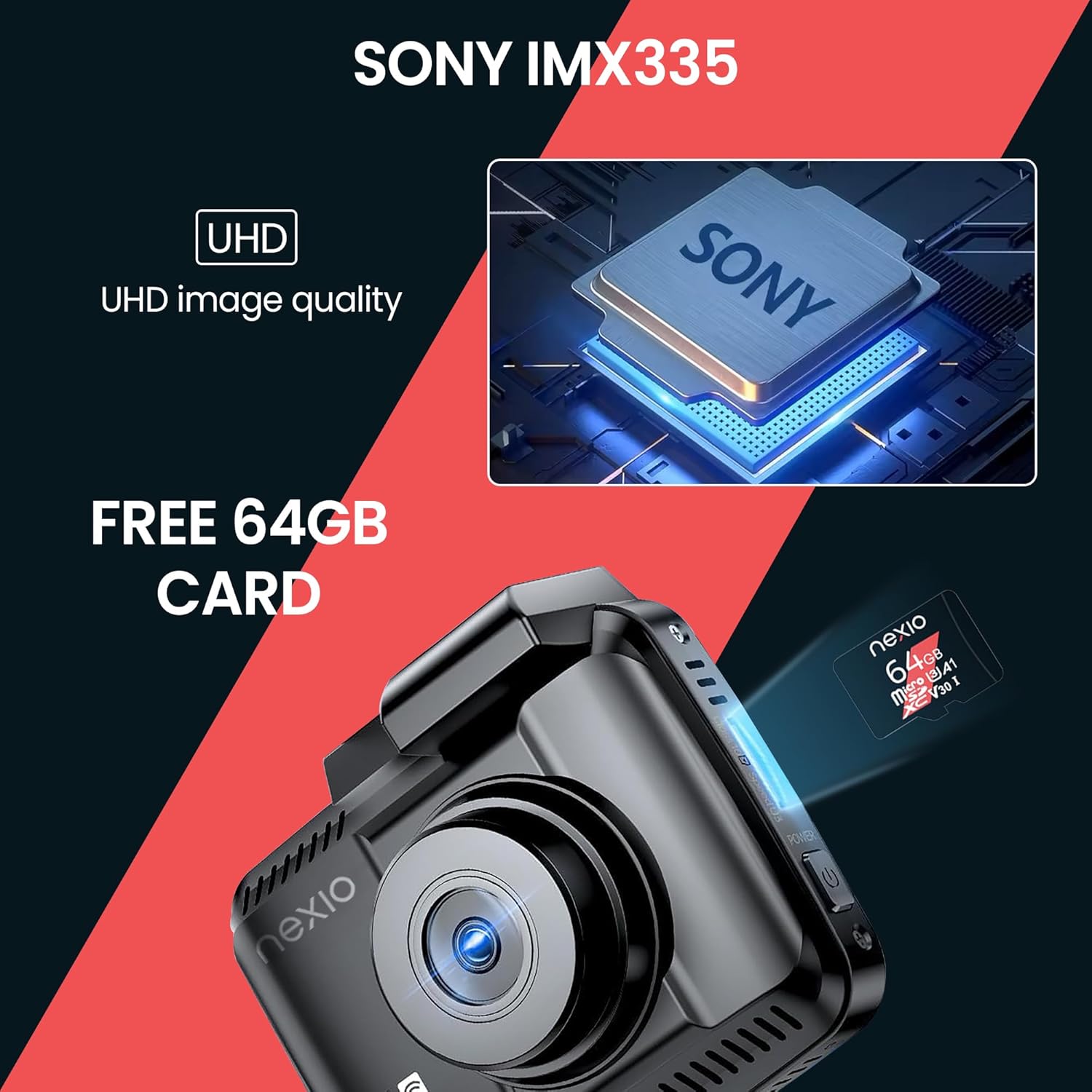 NEXIO N5Pro 4K Dual Dash Cam with Starvis Sensor, WiFi, GPS, ADAS, Park Mode