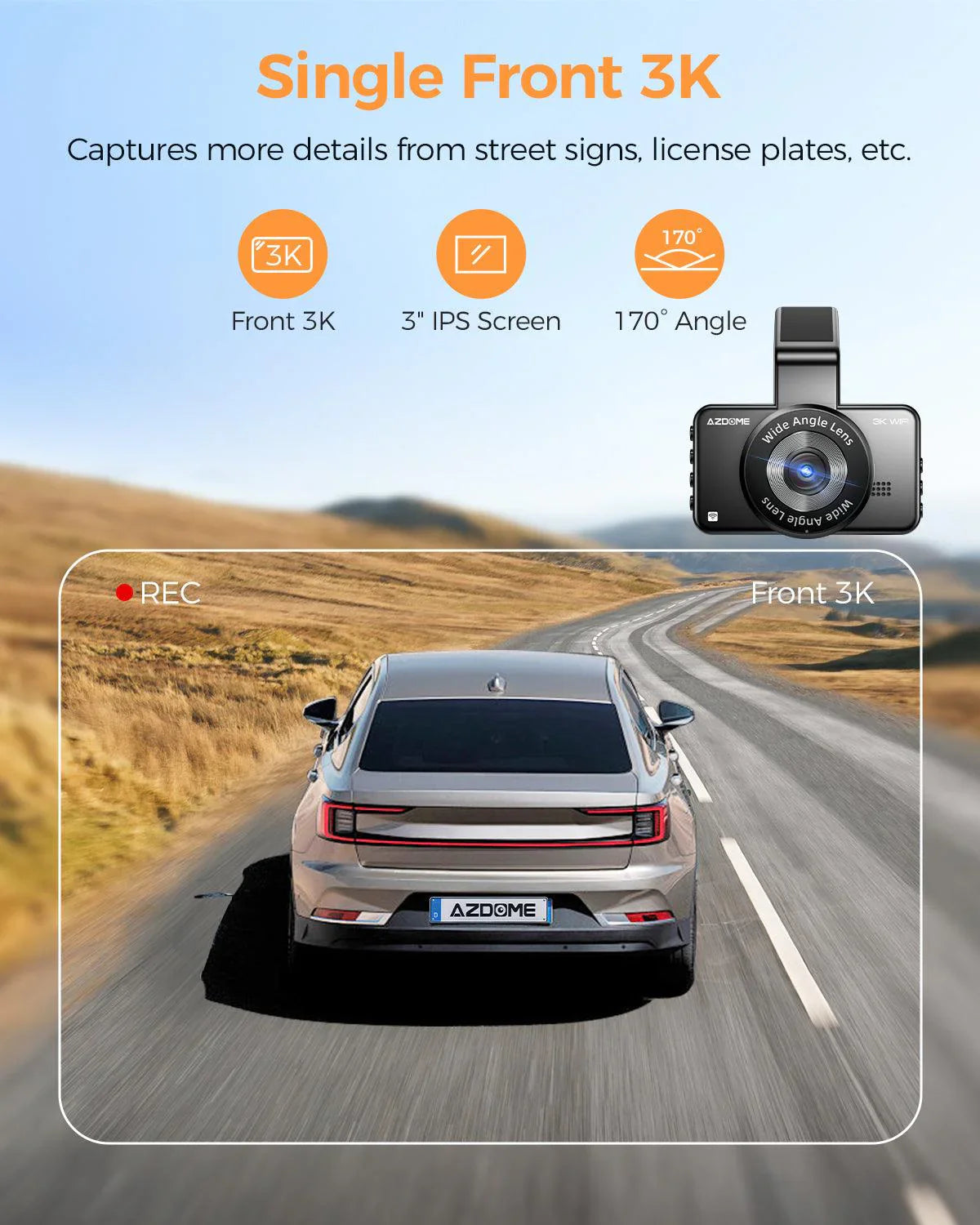 AZDOME M17 3K Front Dash Cam