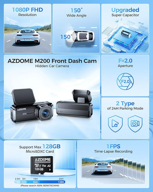 AZDOME M200 1080P Front Dash Cam