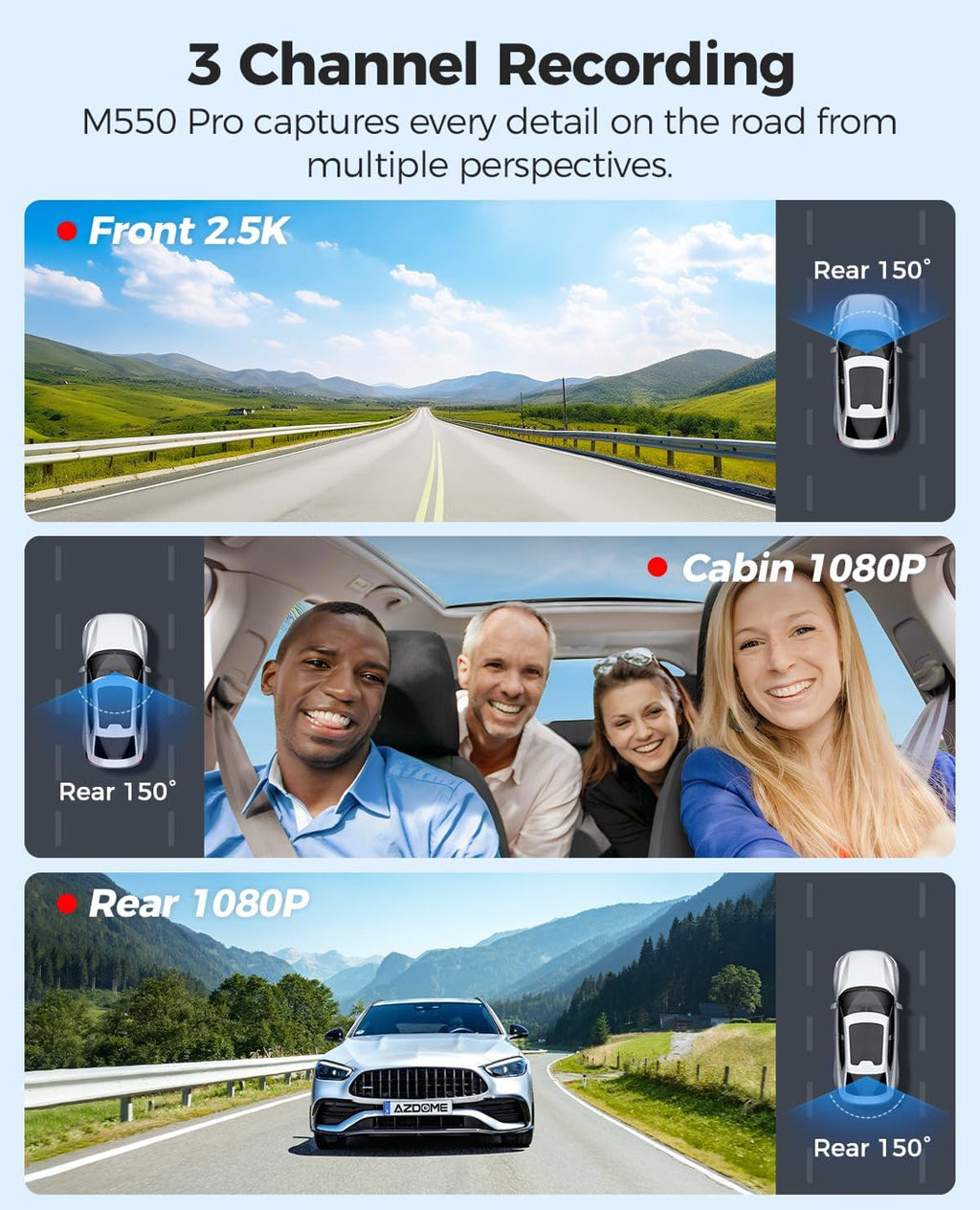 AZDOME M550 Pro 3CH 4K Dash Cam