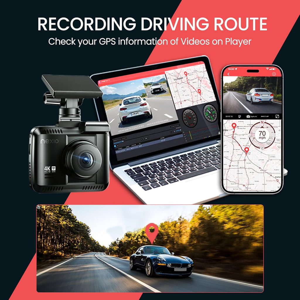 NEXIO N5Pro 4K Dual Dash Cam with Starvis Sensor, WiFi, GPS, ADAS, Park Mode