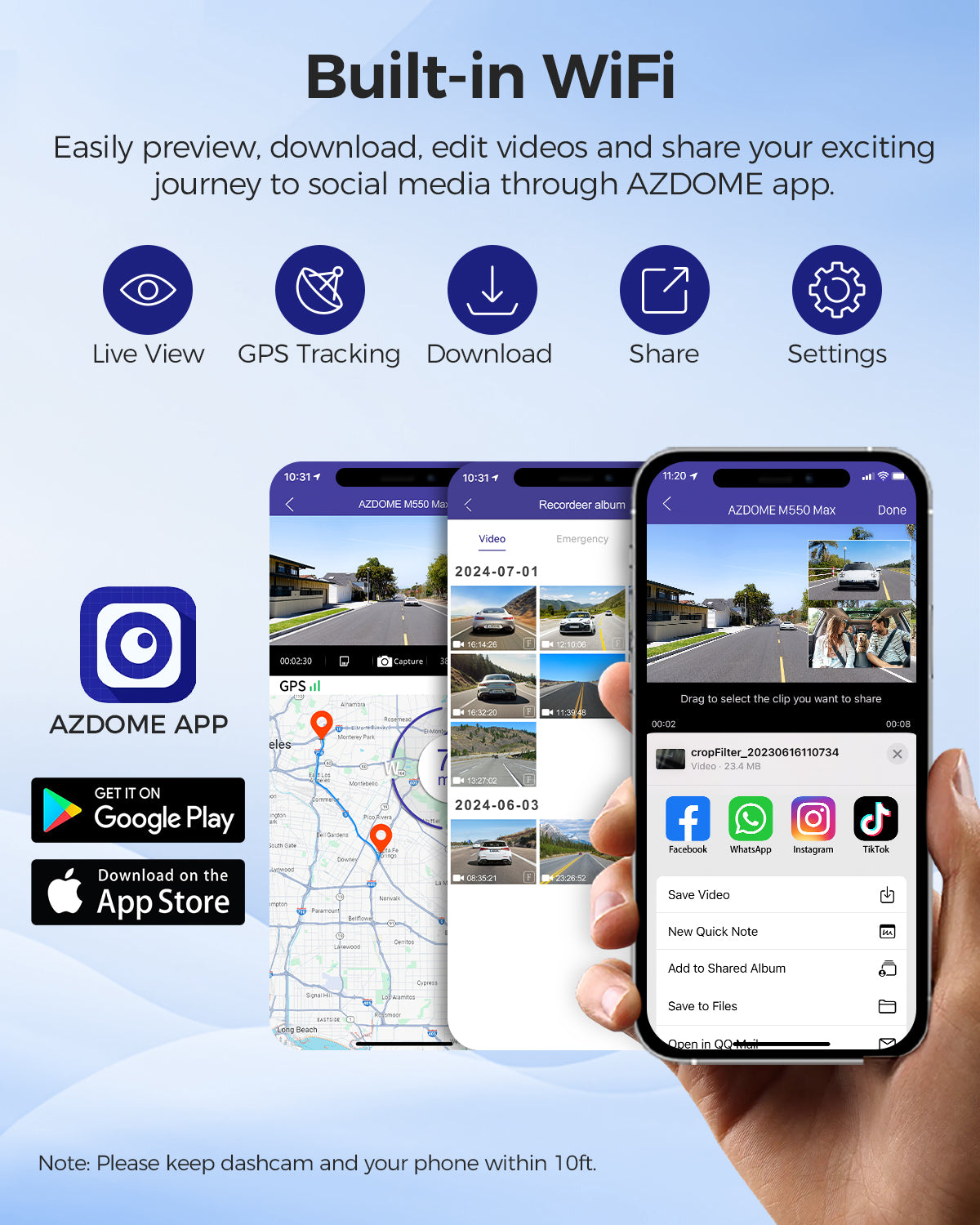 AZDOME M550 Max 3CH 4K Dash Cam