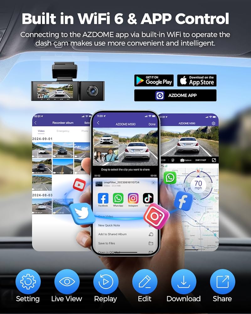 AZDOME M590 3 Channel Dash Cam