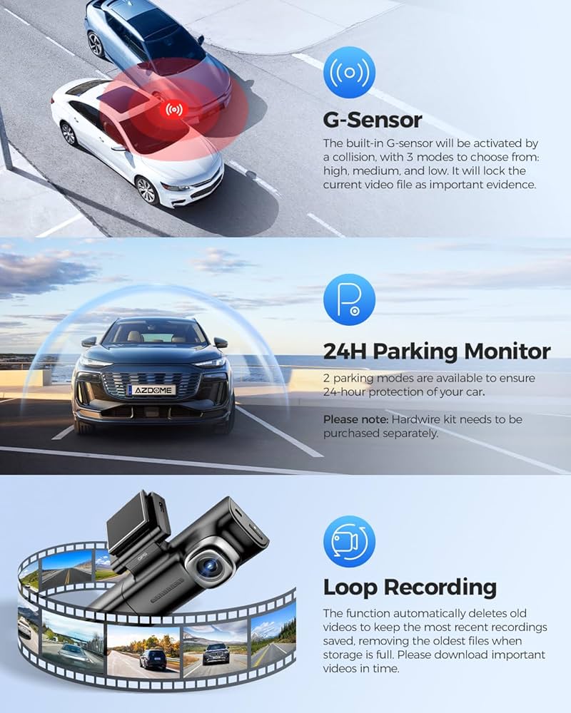 AZDOME M590 3 Channel Dash Cam