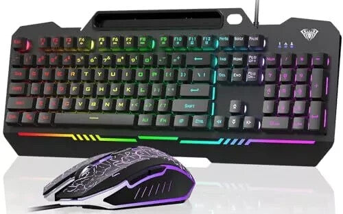 AULA Gaming Keyboard, T102 104 Keys Gaming Keyboard and Mouse Combo with RGB