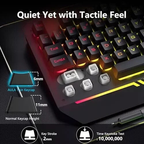 AULA Gaming Keyboard, T102 104 Keys Gaming Keyboard and Mouse Combo with RGB