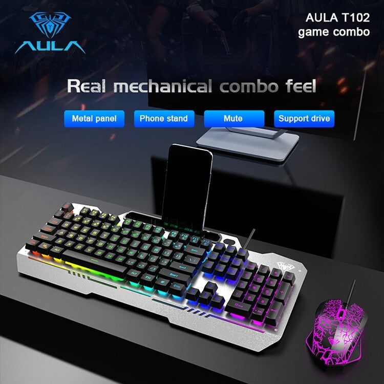 AULA Gaming Keyboard, T102 104 Keys Gaming Keyboard and Mouse Combo with RGB
