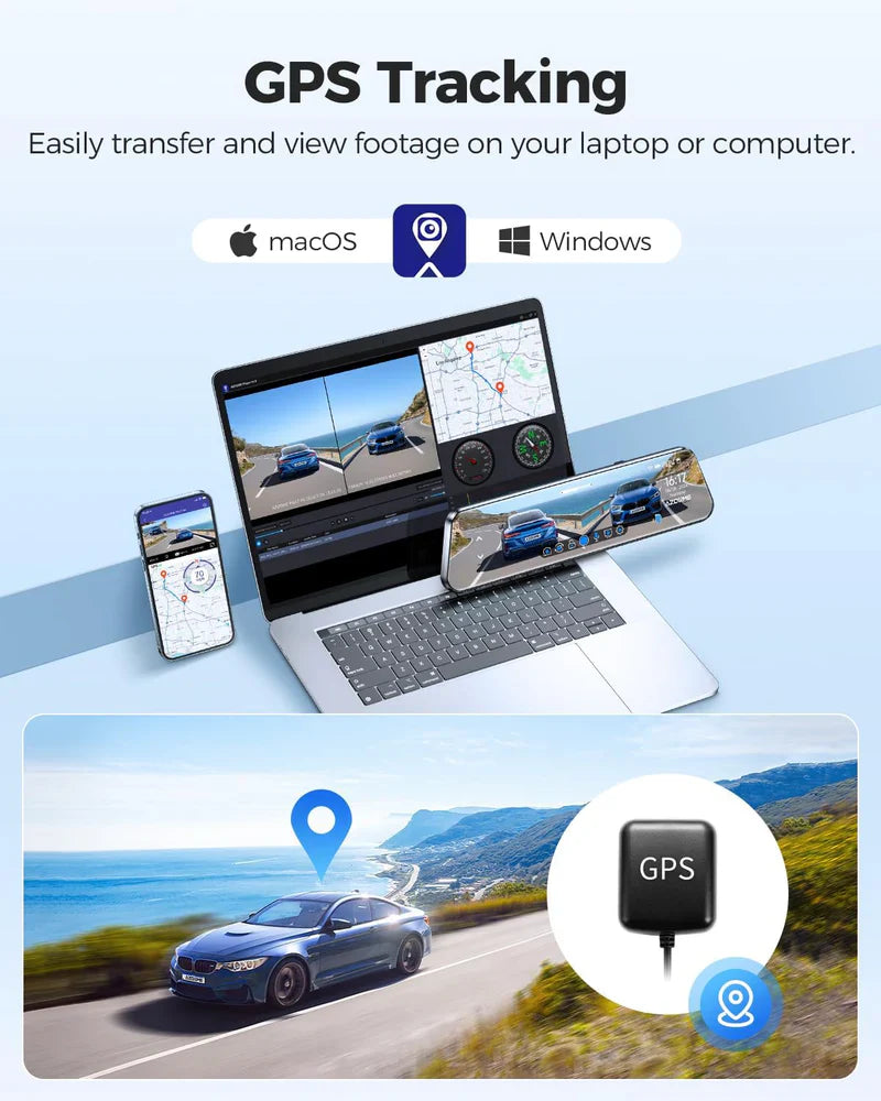 AZDOME PG17 Front and Rear 4K Mirror Dash Cam