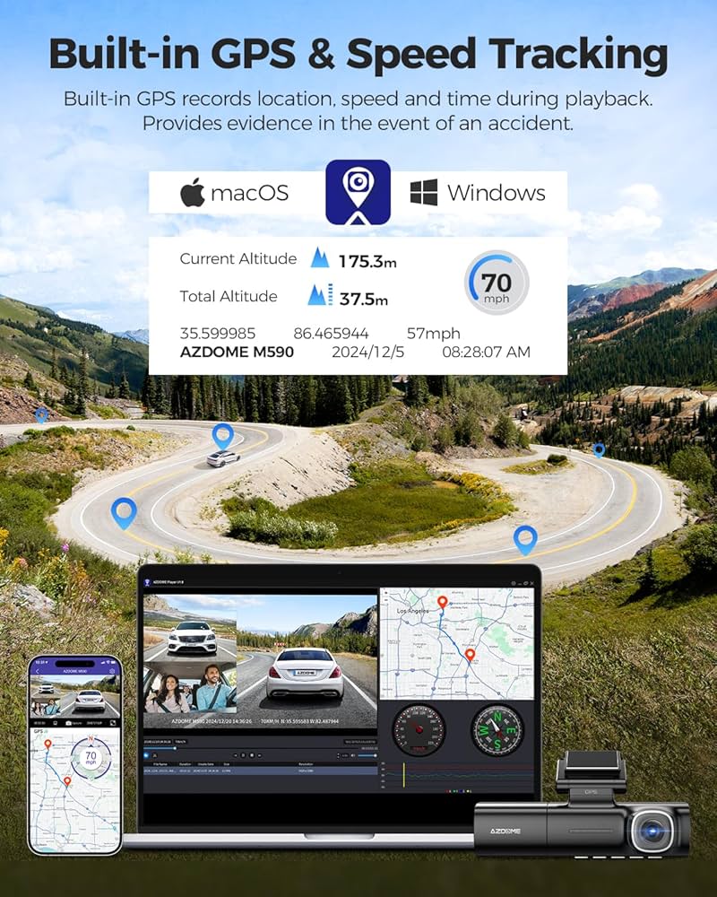 AZDOME M590 3 Channel Dash Cam