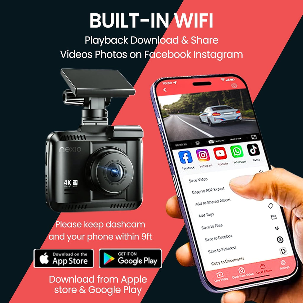 NEXIO N5Pro 4K Dual Dash Cam with Starvis Sensor, WiFi, GPS, ADAS, Park Mode