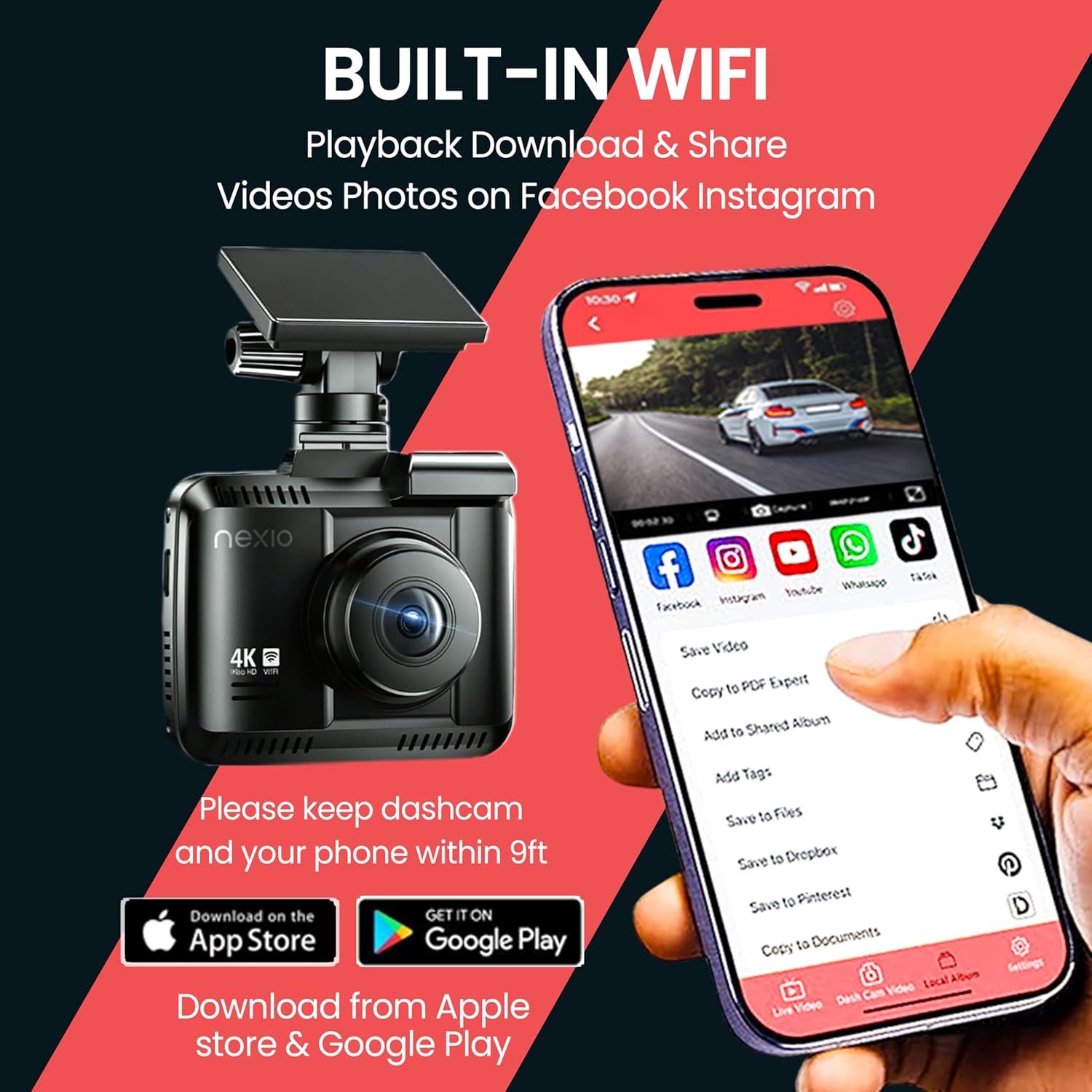 NEXIO N5Pro 4K Dual Dash Cam with Starvis Sensor, WiFi, GPS, ADAS, Park Mode