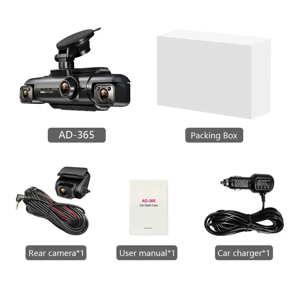 A365 Dash Cam, 4 Channel Camera FHD 1080Px4, Front, Left, Right and Rear, Front and Rear Inside, Built in GPS WiFi, Support 256 GB Max, Free 64GB Card, A365-4CH