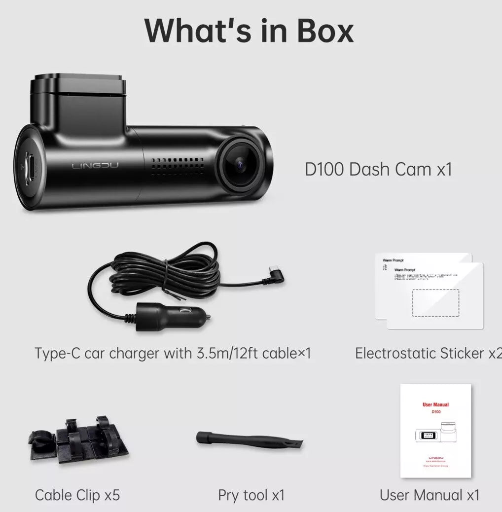 LINGDU D100 2.5K Dash Cam Front