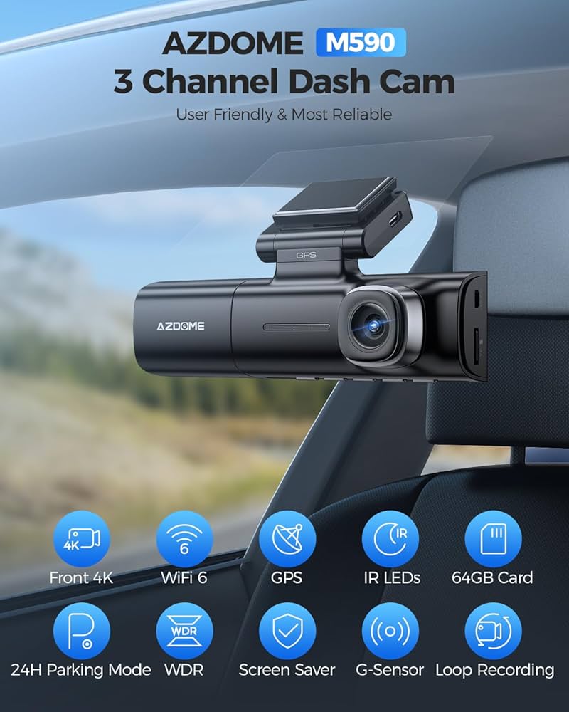 AZDOME M590 3 Channel Dash Cam