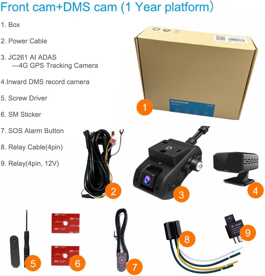 JIMILOT JC261P 4G Front and Inside Dash cam