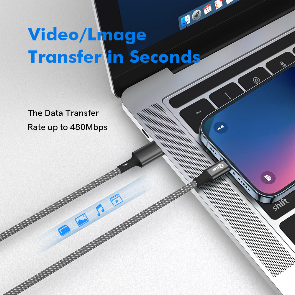 Câble Lightning à USB PD20W 5V/2.4A en nylon tressé à charge rapide