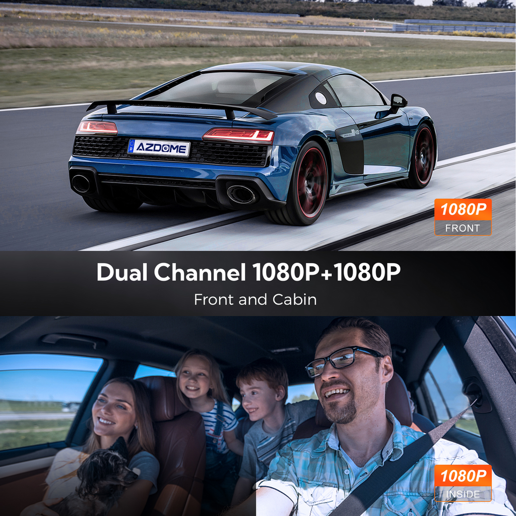 AZDOME Dash Cam V600 2.4" Screen 2x1080P+480P Car Camera G-Sensor Super Night Vision Car DVR 24H Parking Mode Support Rear Cam