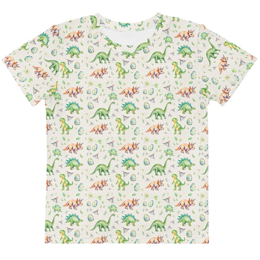 Dino Valley Toddler & Kids Tee - watercolour print