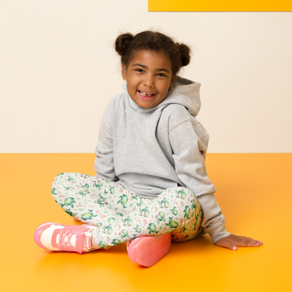 Rainbow Whales Kids Leggings - shown on a child