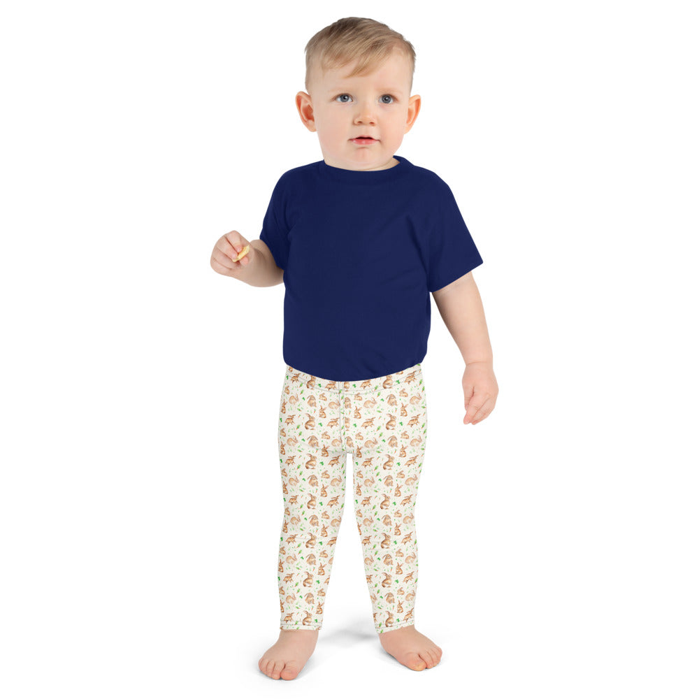 Carrot Patch Bunnies Kids Leggings - shown on a child