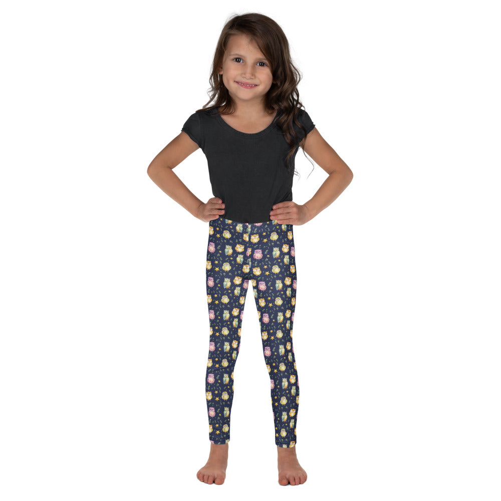 Sleepy Owls Kids Leggings - shown on a child