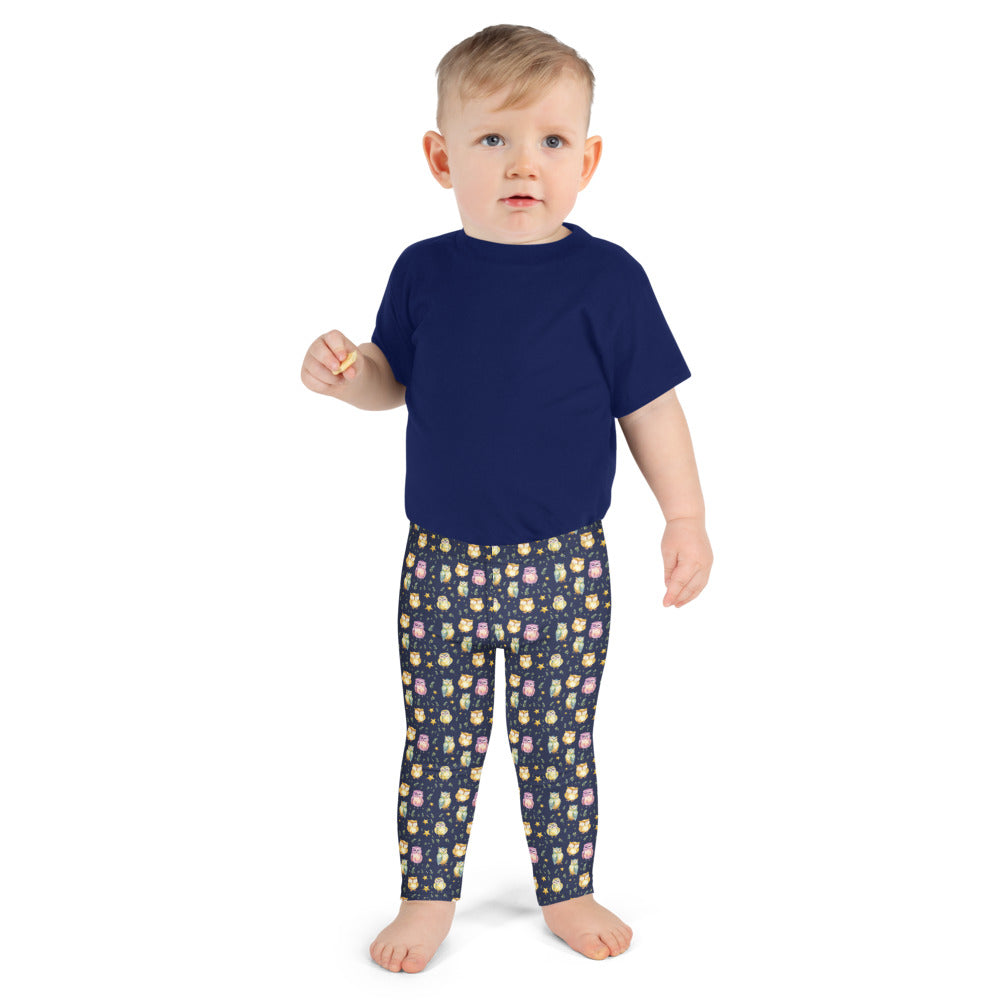 Sleepy Owls Kids Leggings - shown on a child