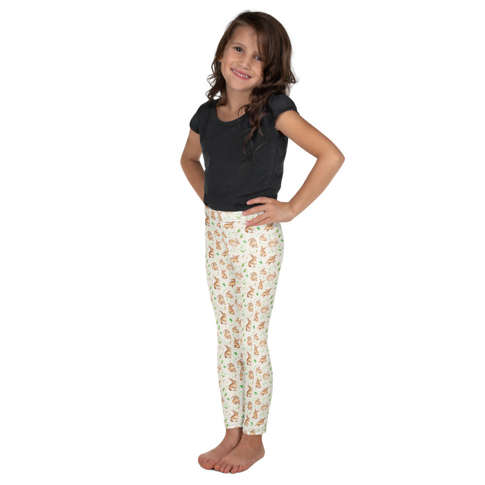 Carrot Patch Bunnies Kids Leggings - shown on a child
