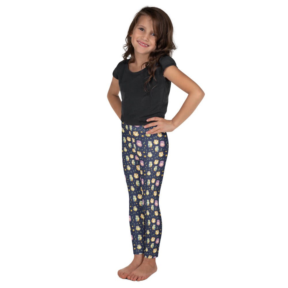Sleepy Owls Kids Leggings - shown on a child