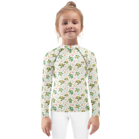 Turtles & Starfish Kids Rash Guard - shown on a child