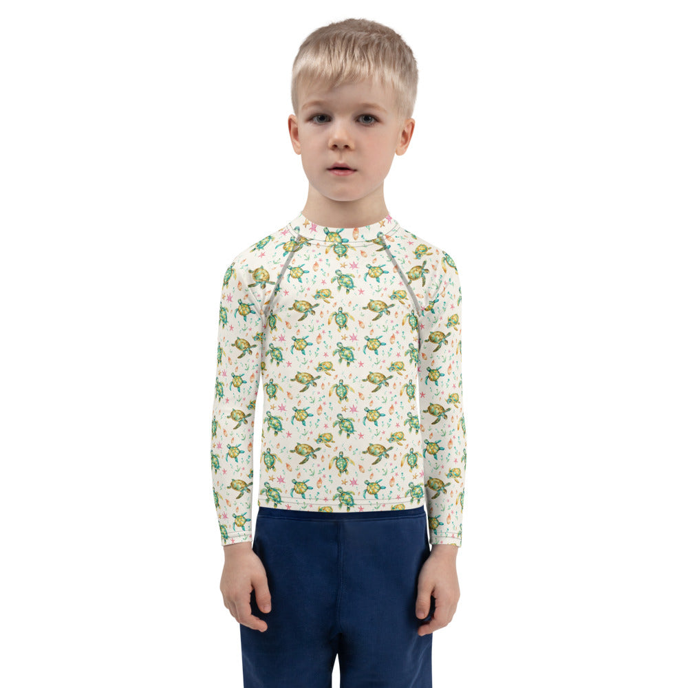 Turtles & Starfish Kids Rash Guard - shown on a child