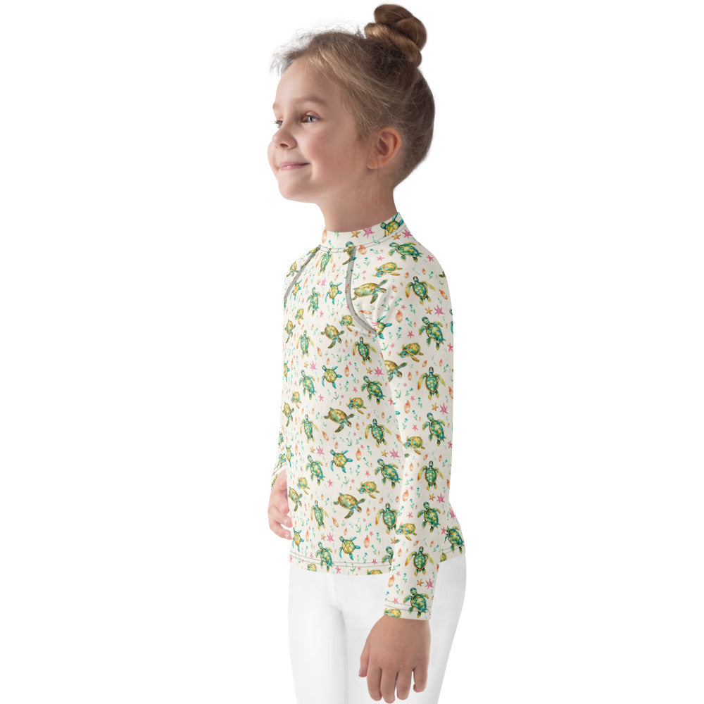 Turtles & Starfish Kids Rash Guard - shown on a child