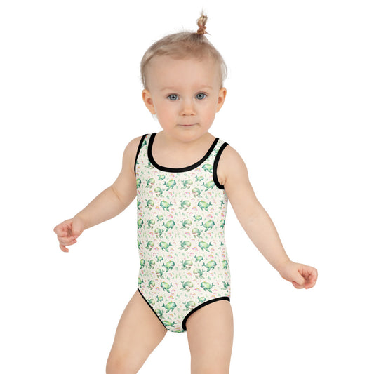 Rainbow Whales Kids Swimsuit - shown on a child