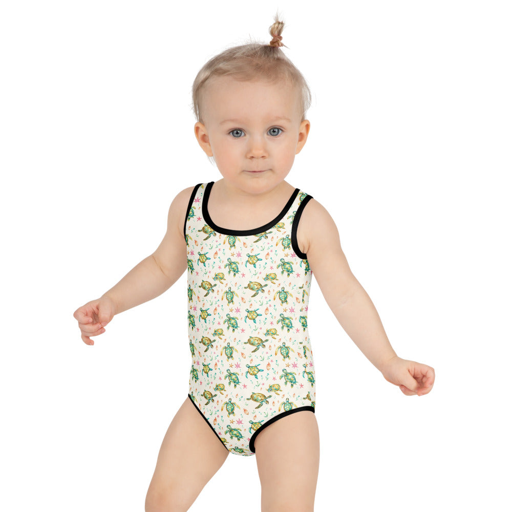Turtles & Starfish Kids Swimsuit - shown on a child
