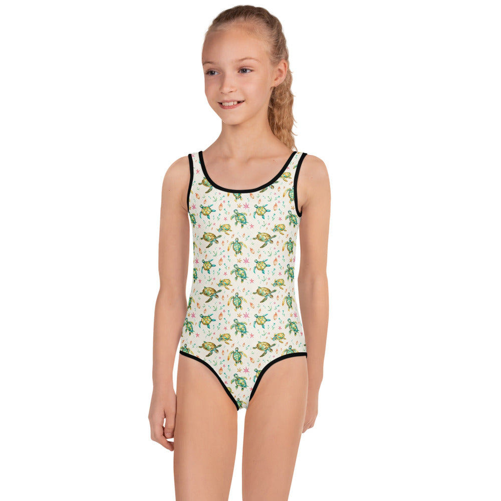 Turtles & Starfish Kids Swimsuit - shown on a child