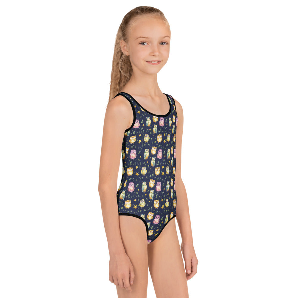 Sleepy Owls Kids Swimsuit - shown on a child