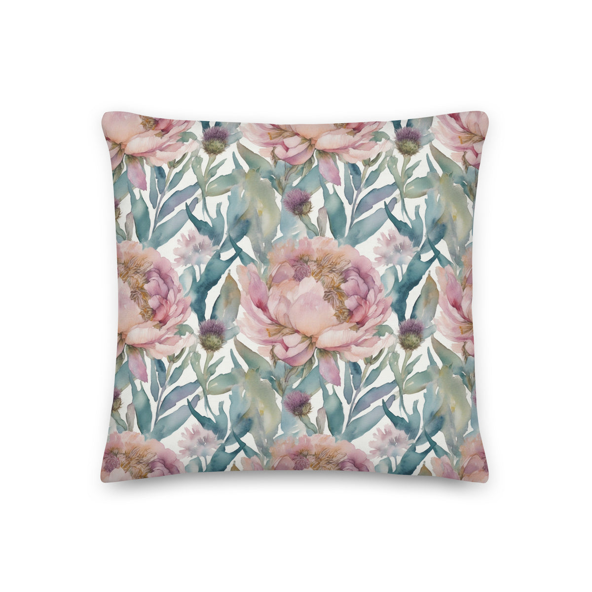 Highland Peony Cushion - watercolour print