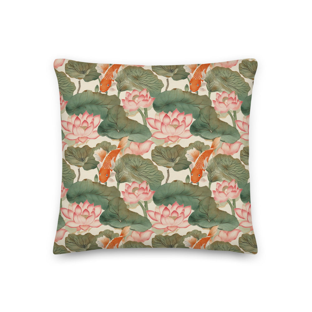 Koi & Lotus Cushion - watercolour print