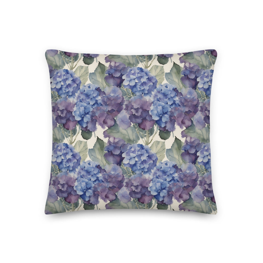 Hydrangea Haze Cushion - watercolour print