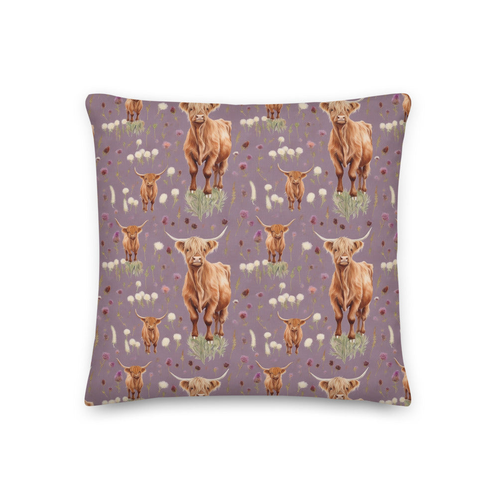 Highland Coo Cushion - watercolour print