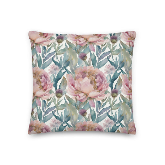 Highland Peony Cushion - watercolour print