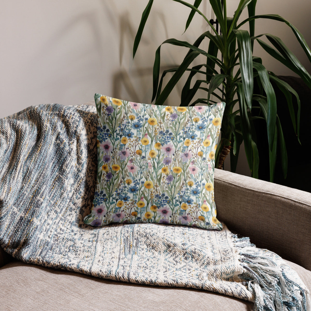 Meadow Ditsy Cushion - watercolour print