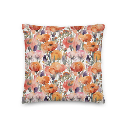 Marigold Bloom Cushion - watercolour print